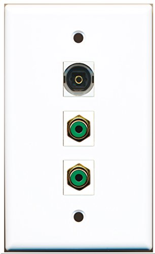 RiteAV - 2 Port RCA Green and 1 Port Toslink Wall Plate
