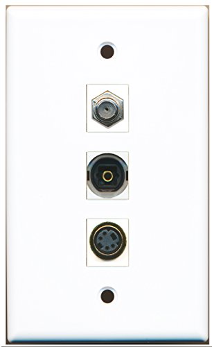 RiteAV - 1 Port Coax Cable TV- F-Type and 1 Port S-Video and 1 Port Toslink Wall Plate