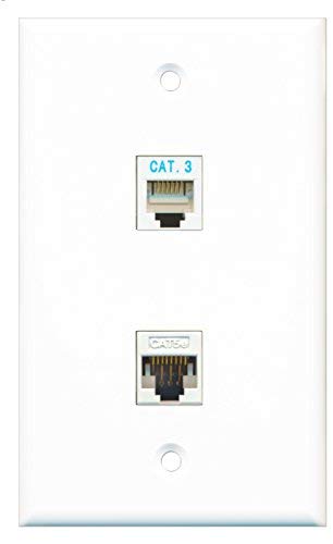 RiteAV - 1 RJ11 110 White Phone Port Punchdown Type and 1 Cat5e White Ethernet Port Wall Plate