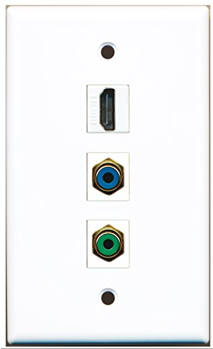 RiteAV - 1 Port HDMI and 1 Port RCA Green and 1 Port RCA Blue Wall Plate