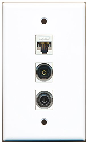 RiteAV - 1 Port Toslink and 1 Port 3.5mm and 1 Port Cat5e Ethernet White Wall Plate