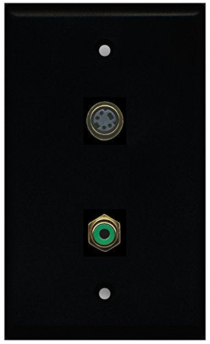 RiteAV - Black 1 Port RCA Green 1 Port S-Video Wall Plate