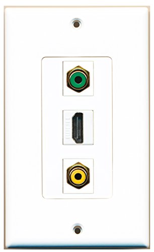 RiteAV - 1 Port HDMI 1 RCA Yellow 1 RCA Green Wall Plate Decorative
