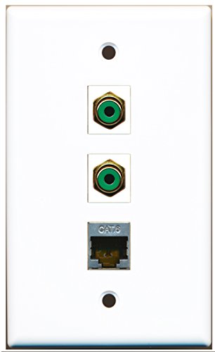 RiteAV - 2 Port RCA Green and 1 Port Shielded Cat6 Ethernet Wall Plate