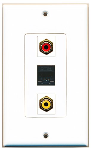 RiteAV - 1 Port RCA Red and 1 Port RCA Yellow and 1 Port Cat5e Ethernet Black Wall Plate Decorative