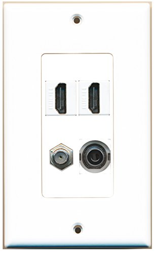 RiteAV - 2 Port HDMI 1 Port Coax Cable TV- F-Type 1 Port 3.5mm Wall Plate Decorative