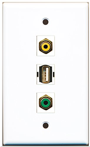 RiteAV - 1 Port RCA Yellow and 1 Port RCA Green and 1 Port USB A-A Wall Plate