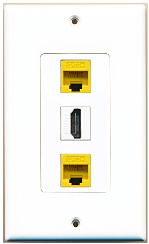 RiteAV - 1 Port HDMI 2 Port Cat5e Ethernet Yellow Wall Plate Decorative