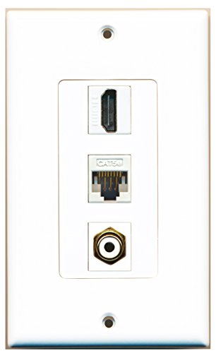 RiteAV - 1 Port HDMI and 1 Port RCA White and 1 Port Cat5e Ethernet White Decorative Wall Plate