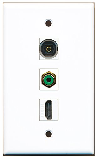 RiteAV - 1 Port HDMI and 1 Port RCA Green and 1 Port Toslink Wall Plate
