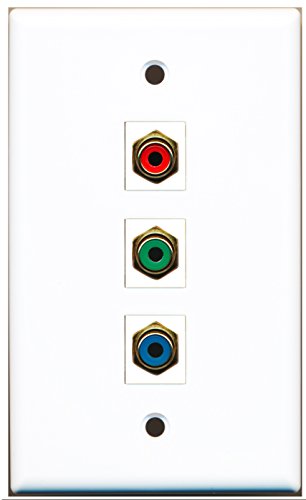RiteAV - 1 Port RCA Red and 1 Port RCA Green and 1 Port RCA Blue Wall Plate