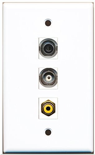 RiteAV - 1 Port RCA Yellow and 1 Port 3.5mm and 1 Port BNC Wall Plate