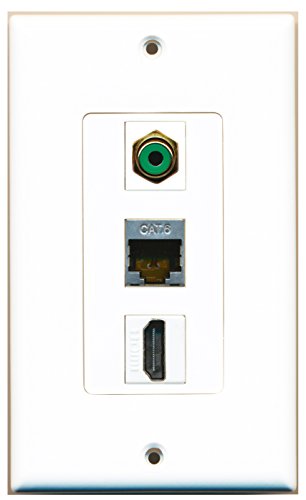 RiteAV - 1 Port HDMI and 1 Port RCA Green and 1 Port Shielded Cat6 Ethernet Decorative Wall Plate Decorative