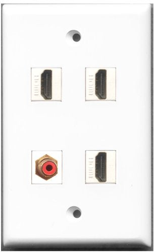 RiteAV - 3 Port HDMI 1 Port RCA Red Wall Plate