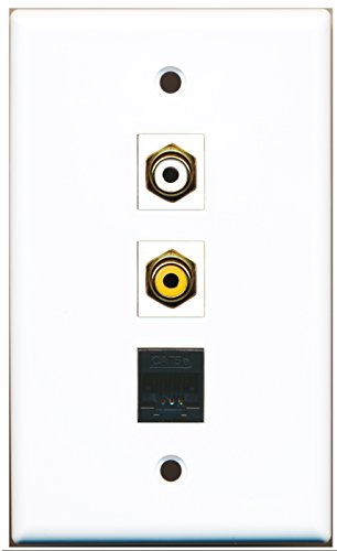 RiteAV - 1 Port RCA White and 1 Port RCA Yellow and 1 Port Cat5e Ethernet Black Wall Plate
