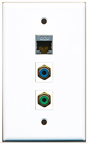 RiteAV - 1 Port RCA Green and 1 Port RCA Blue and 1 Port Shielded Cat6 Ethernet Wall Plate