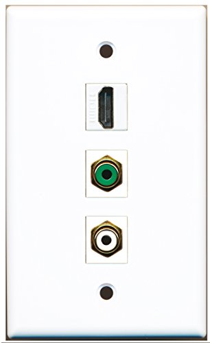 RiteAV - 1 Port HDMI and 1 Port RCA White and 1 Port RCA Green Wall Plate