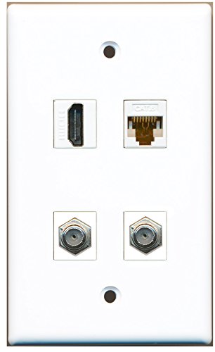 RiteAV - 1 Port HDMI 2 Port Coax Cable TV- F-Type 1 Port Cat6 Ethernet White Wall Plate