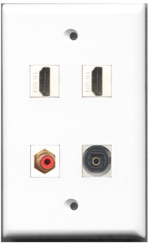 RiteAV - 2 Port HDMI 1 Port RCA Red 1 Port Toslink Wall Plate