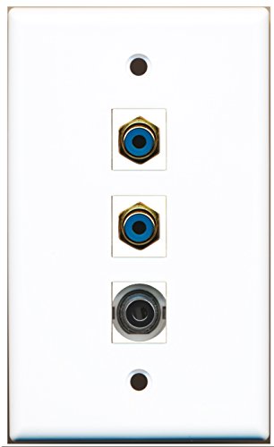 RiteAV - 2 Port RCA Blue and 1 Port 3.5mm Wall Plate