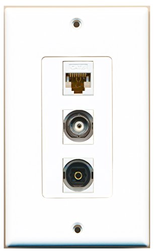 RiteAV - 1 Port Toslink and 1 Port BNC and 1 Port Cat6 Ethernet White Decorative Wall Plate Decorative