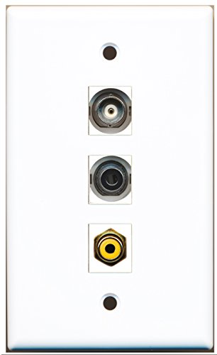 RiteAV - 1 Port RCA Yellow and 1 Port 3.5mm and 1 Port BNC Wall Plate