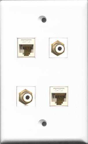 RiteAV - 2 Port RCA White 2 Port Cat6 Ethernet White Wall Plate