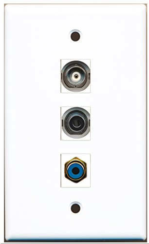 RiteAV - 1 Port RCA Blue and 1 Port 3.5mm and 1 Port BNC Wall Plate