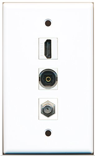RiteAV - 1 Port HDMI and 1 Port Coax Cable TV- F-Type and 1 Port Toslink Wall Plate