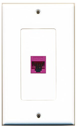 RiteAV - 1 Cat5e Pink Ethernet Port Female White Decorative Wall Plate