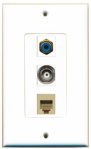 RiteAV - 1 Port RCA Blue and 1 Port Phone RJ11 RJ12 Beige and 1 Port BNC Decorative Wall Plate Decorative