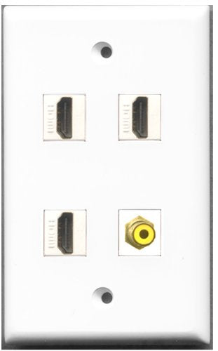 RiteAV - 3 Port HDMI 1 Port RCA Yellow Wall Plate