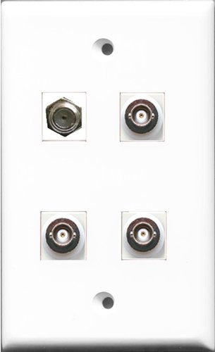 RiteAV 1 Port Coax Cable TV- F-Type 3 Port BNC Wall Plate