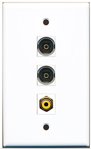 RiteAV - 1 Port RCA Yellow 2 Port Toslink Wall Plate