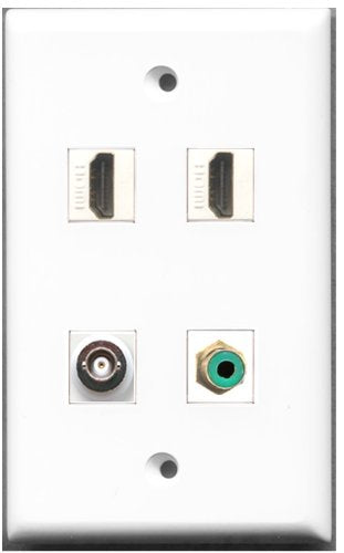 RiteAV - 2 Port HDMI 1 Port RCA Green 1 Port BNC Wall Plate