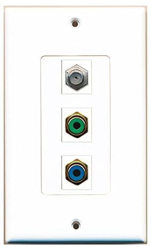 RiteAV - 1 Port RCA Green and 1 Port RCA Blue and 1 Port Coax Cable TV- F-Type Decorative Wall Plate Decorative