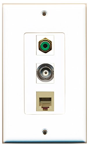 RiteAV - 1 Port RCA Green and 1 Port Phone RJ11 RJ12 Beige and 1 Port BNC Decorative Wall Plate Decorative