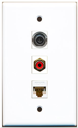 RiteAV - 1 Port RCA Red and 1 Port 3.5mm and 1 Port Cat6 Ethernet White Wall Plate