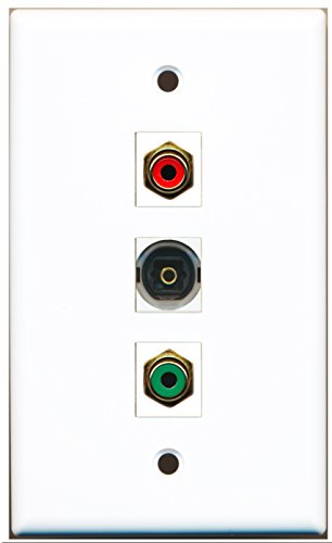 RiteAV - 1 Port RCA Red and 1 Port RCA Green and 1 Port Toslink Wall Plate