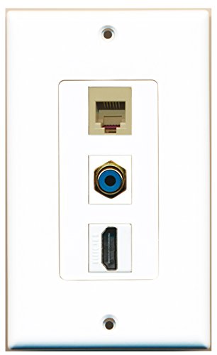 RiteAV - 1 Port HDMI and 1 Port RCA Blue and 1 Port Phone RJ11 RJ12 Beige Decorative Wall Plate Decorative