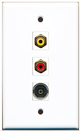 RiteAV - 1 Port RCA Red and 1 Port RCA Yellow and 1 Port Toslink Wall Plate