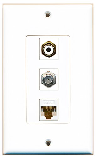 RiteAV - 1 Port RCA White and 1 Port Coax Cable TV- F-Type and 1 Port Cat6 Ethernet White Decorative Wall Plate Decorative