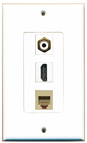 RiteAV - 1 Port HDMI and 1 Port RCA White and 1 Port Phone RJ11 RJ12 Beige Decorative Wall Plate