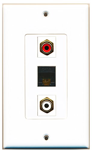 RiteAV - 1 Port RCA Red and 1 Port RCA White and 1 Port Cat6 Ethernet Black Decorative Wall Plate Decorative