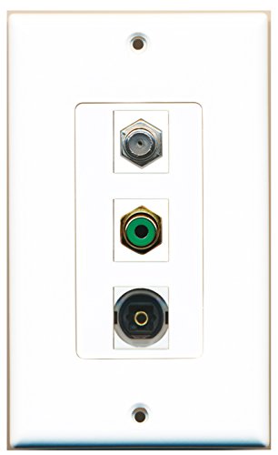 RiteAV - 1 Port RCA Green and 1 Port Coax Cable TV- F-Type and 1 Port Toslink Decorative Wall Plate Decorative