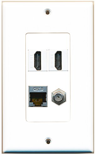 RiteAV - 2 Port HDMI 1 Port Coax Cable TV- F-Type 1 Port Shielded Cat6 Ethernet Wall Plate Decorative