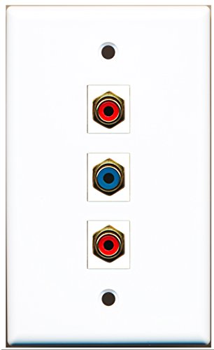 RiteAV - 2 Port RCA Red and 1 Port RCA Blue Wall Plate