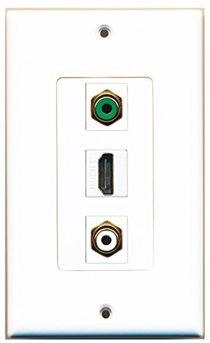 RiteAV - 1 Port HDMI and 1 Port RCA White and 1 Port RCA Green Decorative Wall Plate