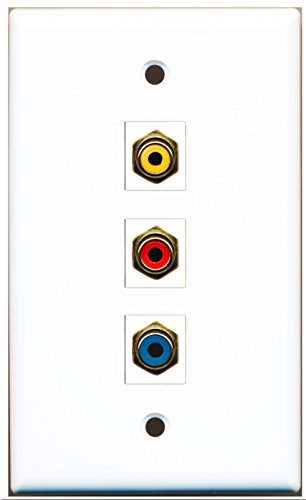 RiteAV - 1 Port RCA Red and 1 Port RCA Yellow and 1 Port RCA Blue Wall Plate