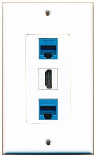 RiteAV - 1 Port HDMI 2 Port Cat5e Ethernet Blue Wall Plate Decorative